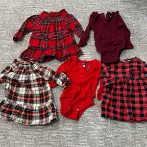 Plaid and Solid Kids Tops Set